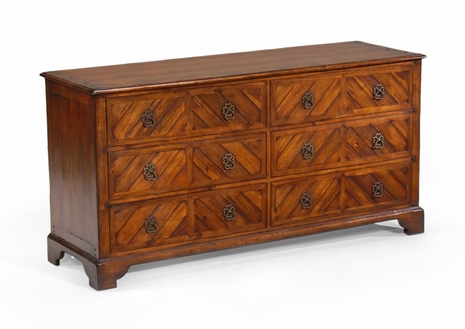 492233 Jonathan Charles Country Walnut Parquet Double Front Chest