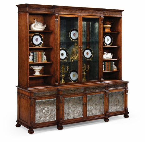 492258-WAL Jonathan Charles Buckingham Large Eglomise Breakfront Bookcase