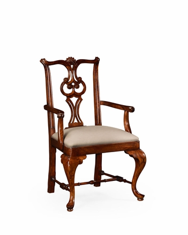 492338 Jonathan Charles Formal Walnut Pierced Back Arm Chair
