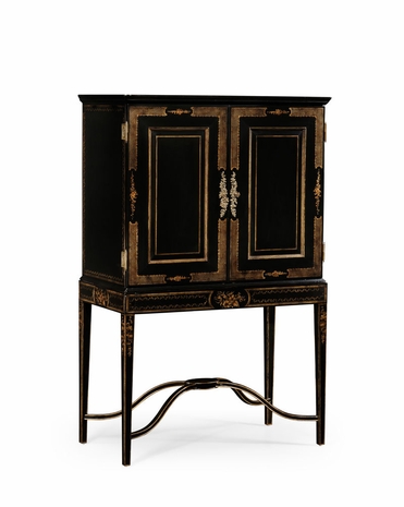 492356 Jonathan Charles Kensington Black & Gold Drinks Cabinet
