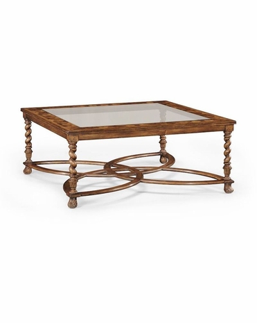492392 Jonathan Charles Windsor Square Oyster Coffee Table Glass Top (52")