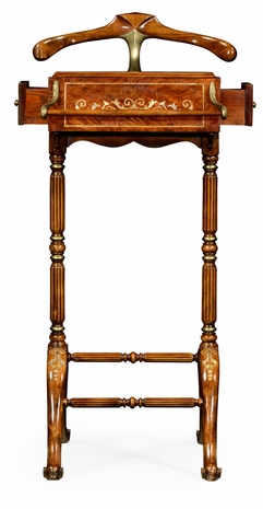 492443-BRW Jonathan Charles Duchess Burl & Mother Of Pearl Valet Stand