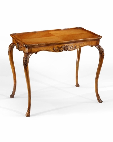 492446 Jonathan Charles Satinwood Carved Tea Table