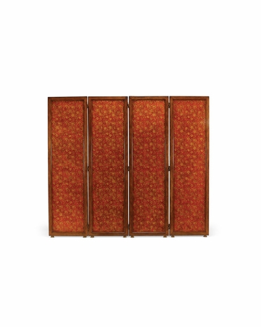 492449 Jonathan Charles Special Order Red Chinoiserie Four Panel Screen
