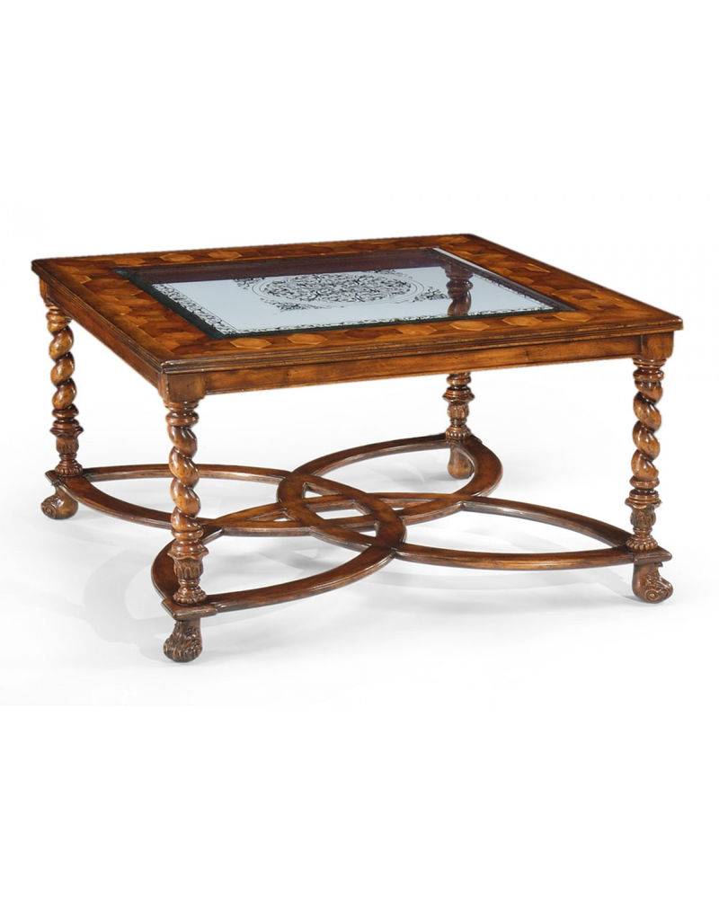 492540 Jonathan Charles Special Order Square Oyster & églomisé Coffee Table (40")
