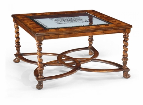 492541-WAL-GED Jonathan Charles Buckingham Square Oyster & Eglomise Coffee Table (40")