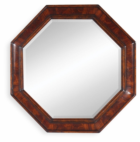 492618 Jonathan Charles Buckingham Small Octagonal Crotch Mahogany Mirror