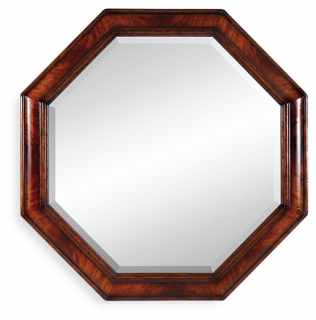 492622 Jonathan Charles Buckingham Large Octagonal Crotch Mahogany Mirror