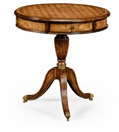 492625 Jonathan Charles Special Order Fish Scale Parquetry Drum Table