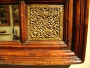 492667 Jonathan Charles Windsor Rectangular Walnut Paneled Mirror With Brass Details