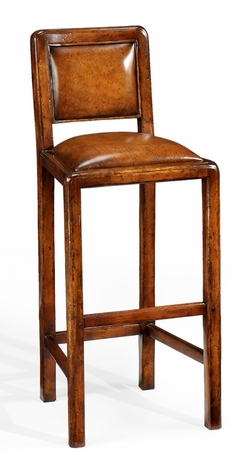 492685 Jonathan Charles Casual Walnut Bar Side Chair With Leather Upholstery