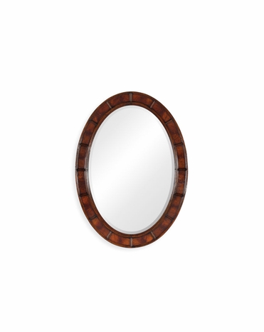 492697-GIL-PMG Jonathan Charles Oval Walnut Leather Mirror (E