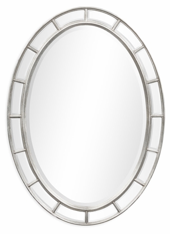 492697-SIL-GPM Jonathan Charles Versailles Oval Paneled Gilded Mirror (Plain Mirror Glass)