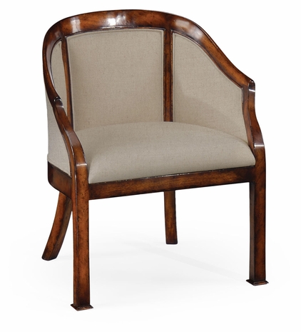 492717 Jonathan Charles Country Farmhouse Plain Upholstery Walnut Salon Tub Chair