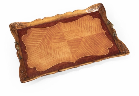 492745-SAM Jonathan Charles Versailles Satinwood Carved Rectangular Tray