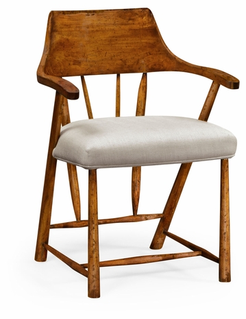492783-CFW-F001 Jonathan Charles Dining Chair in Country Walnut, Upholstered in MAZO
