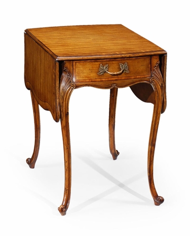 492784 Jonathan Charles Formal Walnut Carved Walnut Pembroke Table