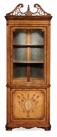 492817-WLL Jonathan Charles Windsor Satinwood Glazed Corner Cabinet
