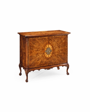 492827 Jonathan Charles Windsor Crotch Walnut "Flaming Veneer" Side Cabinet