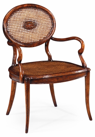 492840-AC-WAL Jonathan Charles Country Farmhouse French Caned Chair With Oval Back (Arm)