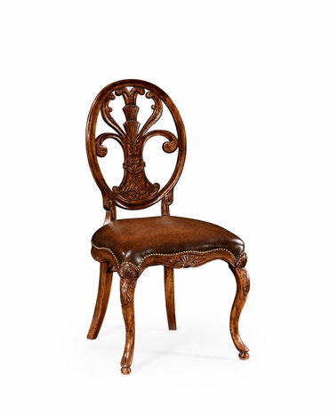 492842 Jonathan Charles Windsor Sheraton Style Oval Back Chair Leather Seat (Side)