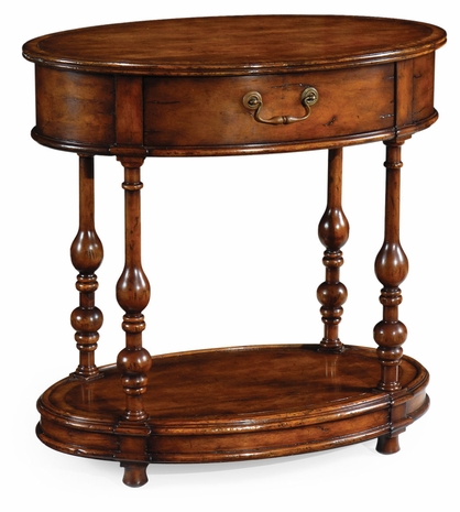 492962 Jonathan Charles Windsor Oval Walnut Side Table