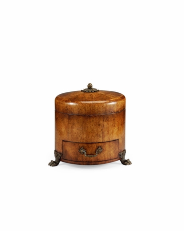 492979 Jonathan Charles Windsor Round Masur Birch Jewelry Box