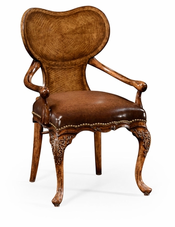 492999 Jonathan Charles Special Order George I Style Walnut Kidney Desk Chair