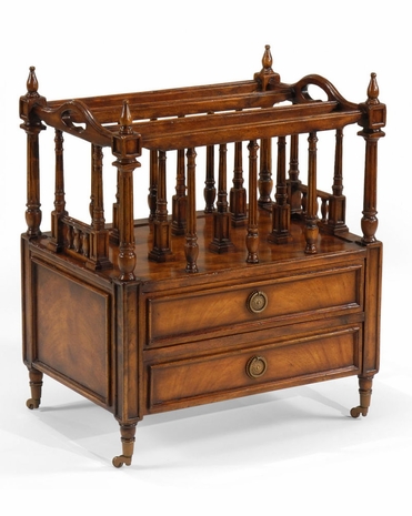 493003 Jonathan Charles Country Farmhouse Walnut Canterbury With Two Drawers