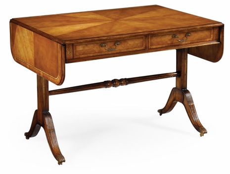 493006-SAL Jonathan Charles Versailles Regency Satinwood Folding Library Table