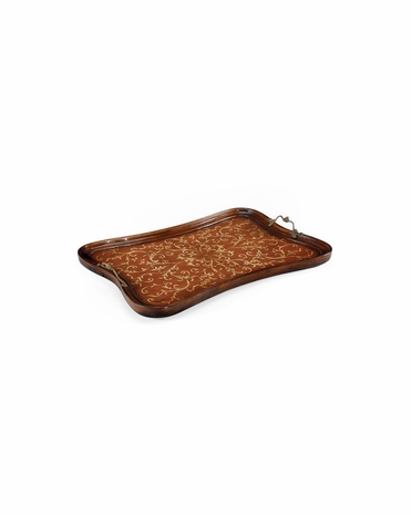 493007 Jonathan Charles La Rochelle Seaweed Marquetry Tray Rectangular