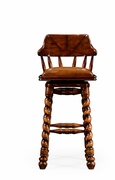 493025 Jonathan Charles Country Farmhouse Country Style Walnut Leather Barstool With Barley Twist Legs