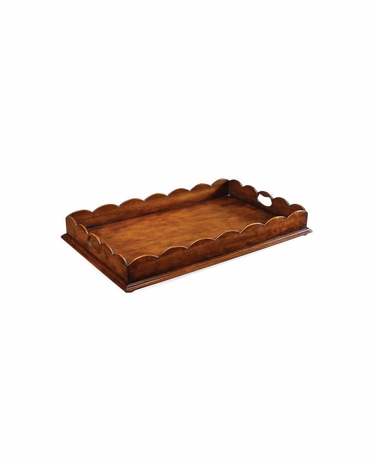 493032 Jonathan Charles Country Farmhouse Walnut Tray With Scalloped Edge