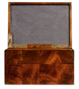 493046 Jonathan Charles Buckingham Drinks Coasters Box With Patchwork Crotch Mahogany Veneer