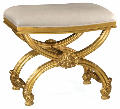 493052-AGL-F001 Jonathan Charles Duchess Gilded Footstool With Shell Decoration