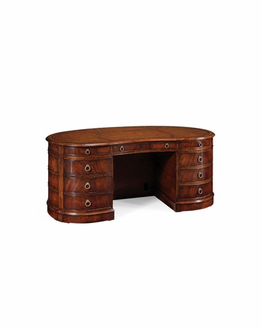 493063 Jonathan Charles Buckingham Mahogany Kidney Pedestal Desk