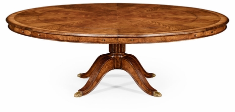 493070-66D-CWM Jonathan Charles Windsor 66" Walnut Extending Circular Dining Table With Storage Cabinet For Leaves