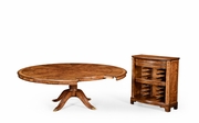 493070-66D-CWM Jonathan Charles Windsor 66" Walnut Extending Circular Dining Table With Storage Cabinet For Leaves
