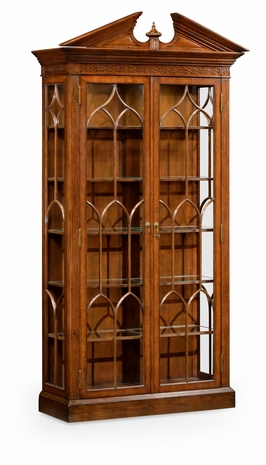 493074-WAL Jonathan Charles Windsor Glazed Walnut Display Cabinet