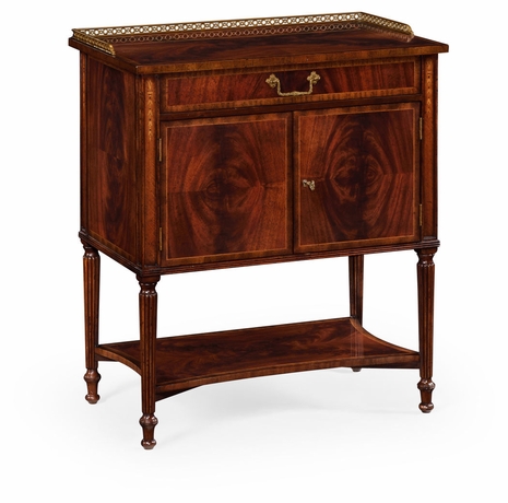 493090-MAH Jonathan Charles Mahogany Bedside Table with Brass Gallery