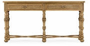 493099-LNO Jonathan Charles Sherwood Oak Chip Carved Natural Oak Console
