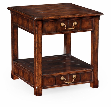 493122 Jonathan Charles Country Farmhouse Walnut Planked Square Side Table
