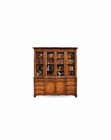 493126 Jonathan Charles Windsor Walnut Glazed China Cabinet Serpentine Architrave