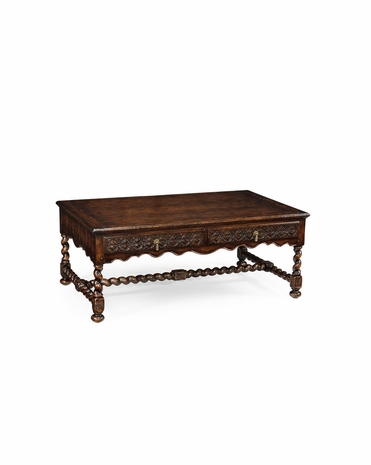 493152 Jonathan Charles Special Order Tudor Style Rectangular Distressed Coffee Table