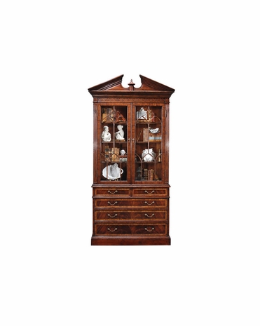 493157 Jonathan Charles Special Order Mahogany Glazed Display Cabinet With Pediment