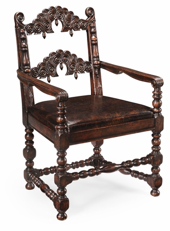 493162 Jonathan Charles Special Order Elizabethan Style Dark Oak Chair Open Back (Arm)