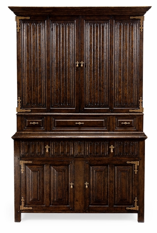 493177-TDO Jonathan Charles Sherwood Oak Linenfold Dark Oak Tv Cabinet