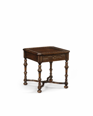493179 Jonathan Charles Tudor Oak Chip Carved Square Side Table