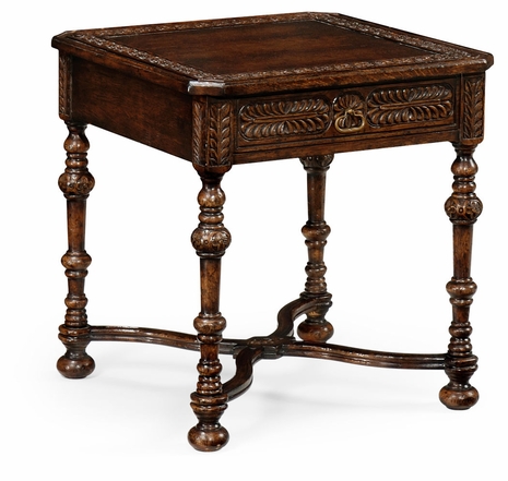 493179-TDO Jonathan Charles Sherwood Oak Chip Carved Dark Oak Square Side Table