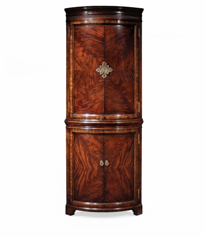 493182-MAH Jonathan Charles Buckingham Mahogany Curved Corner Drinks Cabinet